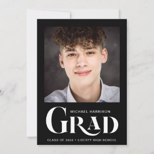 Modern Photo Bold Typography Black Graduation Announcement