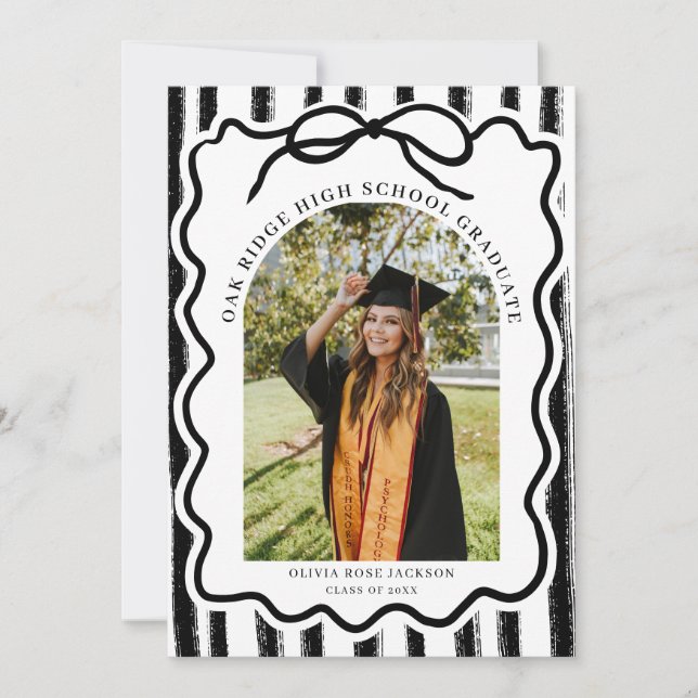 Modern Photo Bow Graduation Invitation (Front)