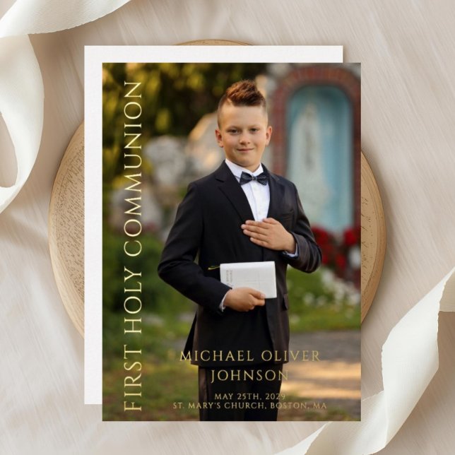 Modern Photo Boy First Holy Communion Gold (Modern Photo Boy First Holy Communion Gold Foil Invitation)