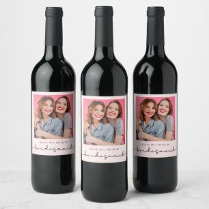 Modern Photo Bridesmaid Proposal Wine Label
