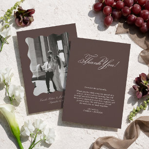 Modern Photo Brown Wedding Thank You Card