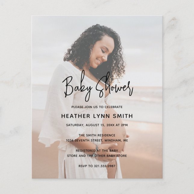 Modern Photo Budget Baby Shower Invitation (Front)