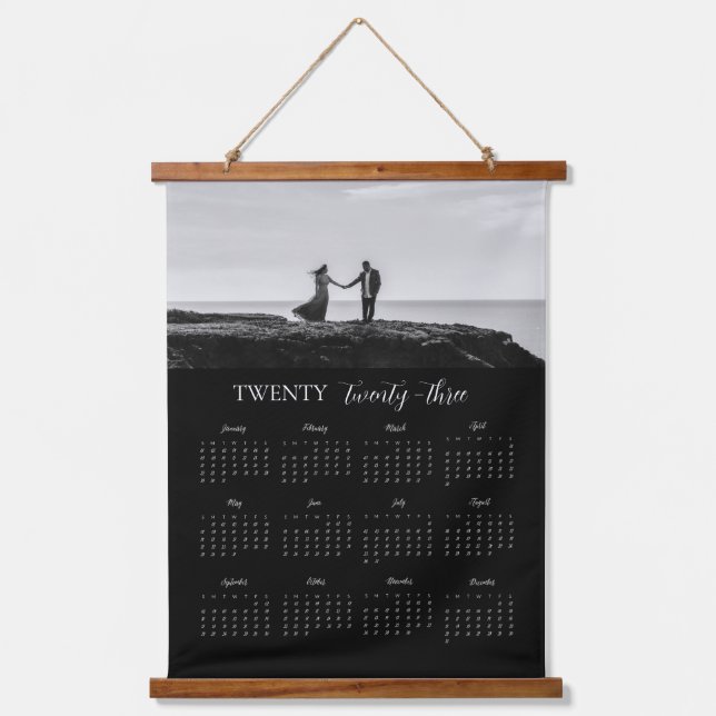 Modern Photo Calendar scripted twenty twenty three Hanging Tapestry (Front)