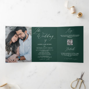 Modern Photo Calligraphy All-in-One Wedding Invite