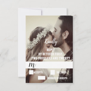 Modern Photo Calligraphy Engagement Wedding RSVP Card
