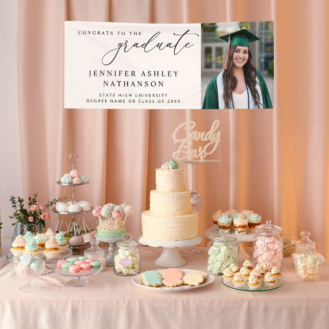 Modern Photo Calligraphy Graduate Banner - White (Creator Uploaded)