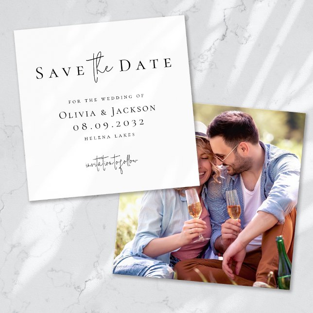 Modern Photo Calligraphy Wedding Save The Date (Creator Uploaded)