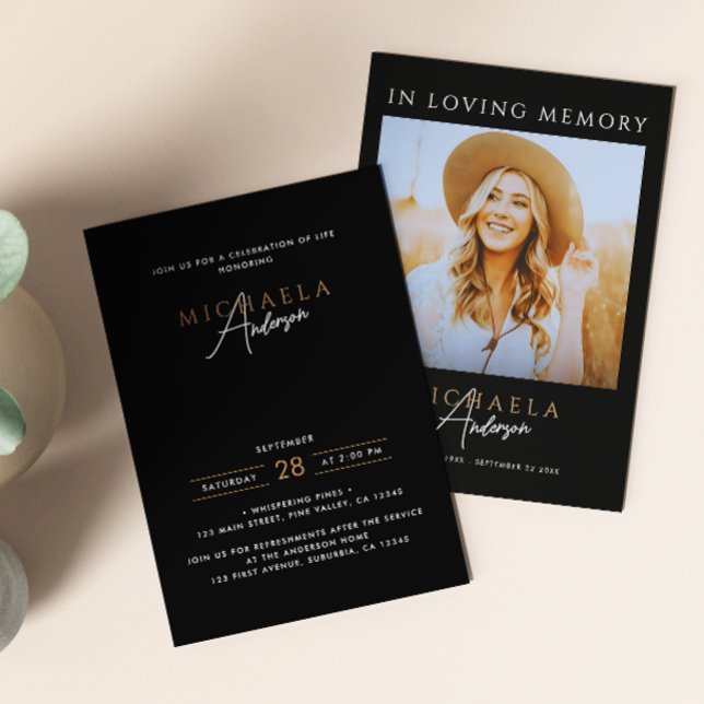 Modern Photo Celebration of Life/Funeral/Memorial Invitation (Creator Uploaded)