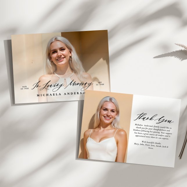 Modern Photo Celebration of Life/Funeral/Memorial Thank You Card (Creator Uploaded)