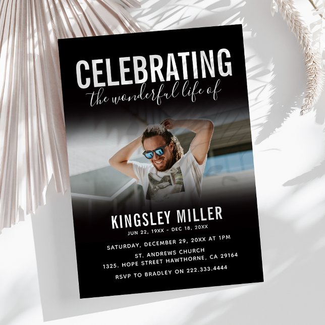 Modern Photo Celebration of Life Memorial Invitation (Creator Uploaded)