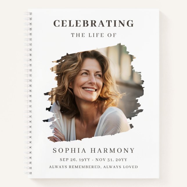Modern Photo Celebration of Life Remembrance Notebook (Front)
