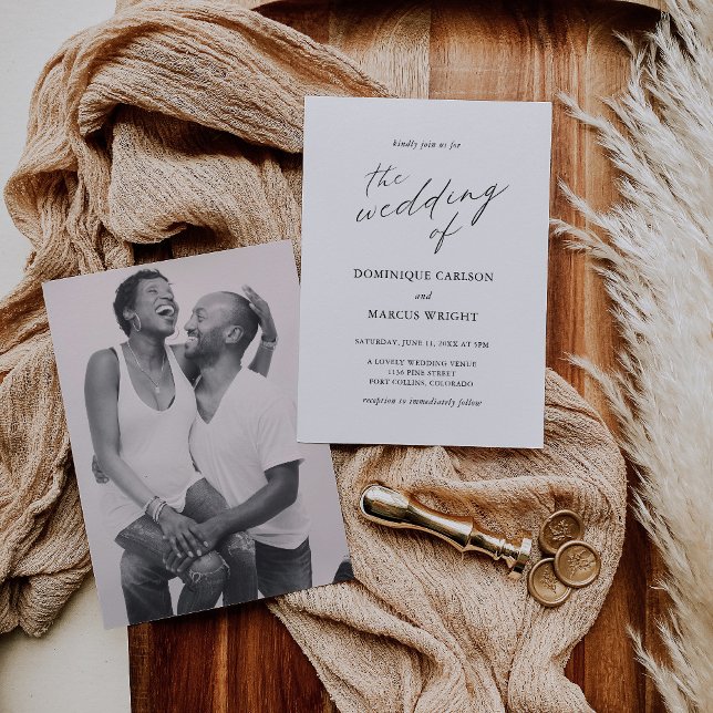Modern Photo Chic Calligraphy Elegant Wedding Invitation (Creator Uploaded)