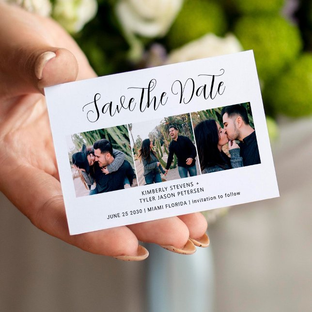 Modern photo chic script wedding save the date card (Creator Uploaded)