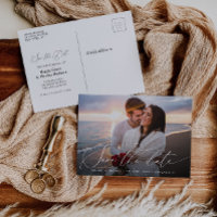 Modern photo chic script wedding save the date