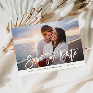 Modern photo chic stylish wedding save the date postcard