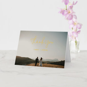Modern Photo Chic Wedding Foil Thank You Card
