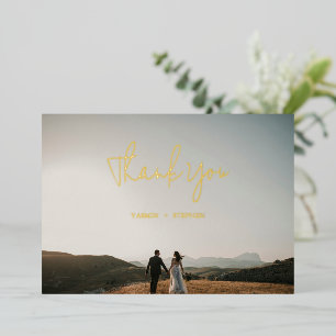 Modern Photo Chic Wedding Foil Thank You Card