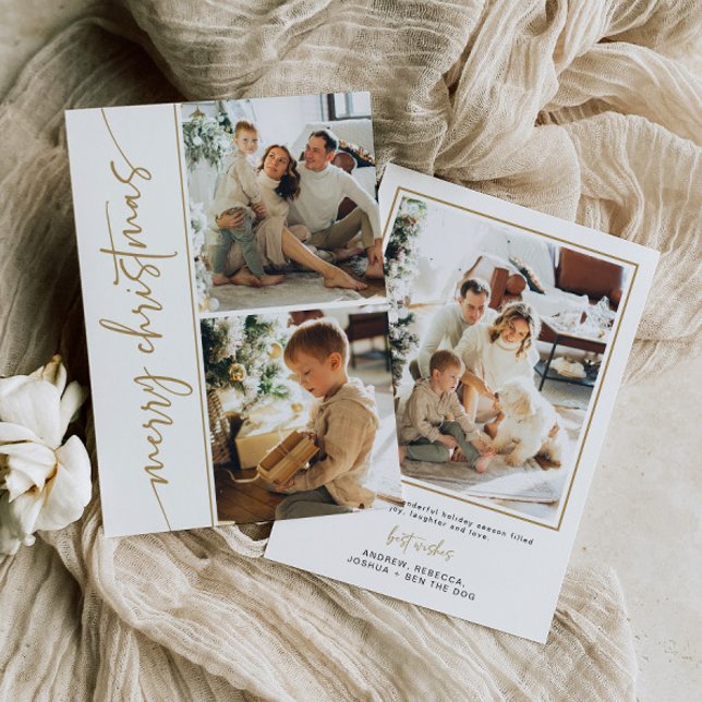 Modern Photo Christmas Card Minimal Gold Elegant (Creator Uploaded)