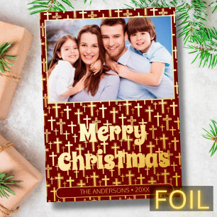 Modern photo Christmas cross elegant red burgundy