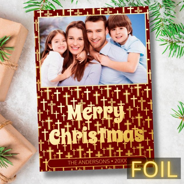 Modern photo Christmas cross elegant red burgundy (Creator Uploaded)