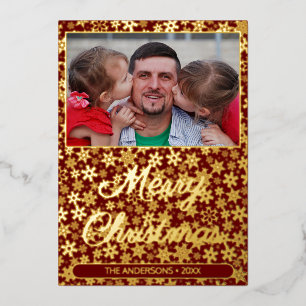 Modern photo Christmas elegant burgundy snowflakes