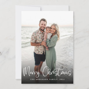 Modern photo Christmas elegant script Holiday Card