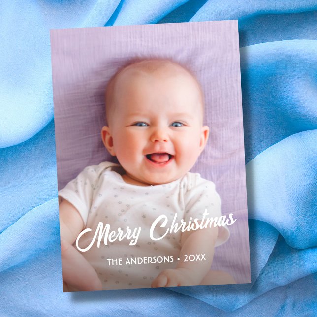 Modern Photo Christmas Elegant Script Holiday Card (Creator Uploaded)