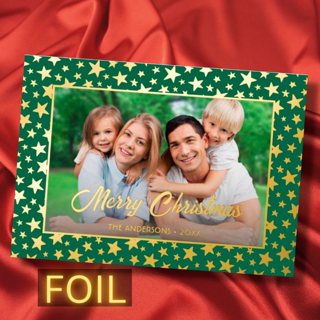 Modern photo Christmas elegant script stars green (Creator Uploaded)