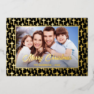 Modern photo Christmas Jesus cross black and gold