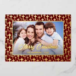 Modern photo Christmas Jesus cross burgundy red