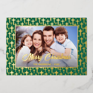 Modern photo Christmas Jesus cross green elegant