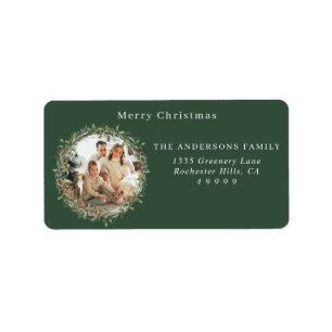 Modern photo Christmas return address Label