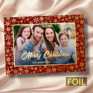 Modern photo Christmas snowflake burgundy and gold