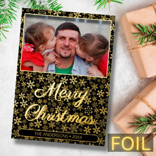 Modern photo Christmas snowflakes black and gold