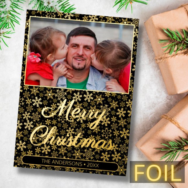 Modern photo Christmas snowflakes black and gold (Creator Uploaded)