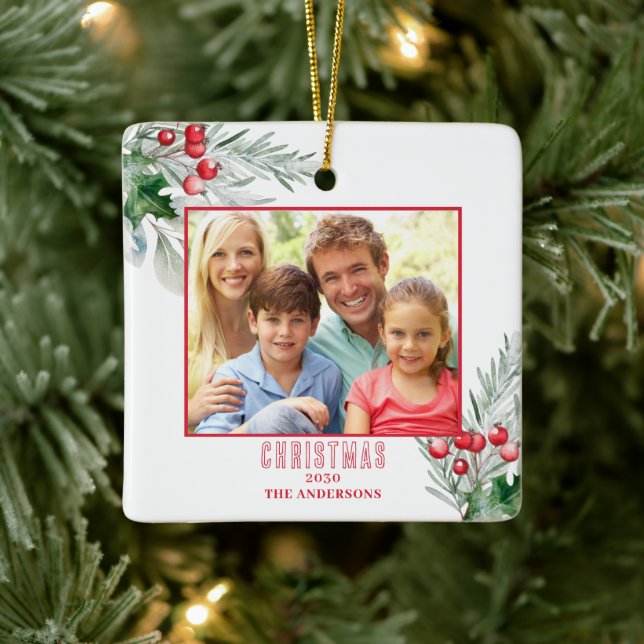 Modern Photo Christmas Year  Ceramic Ornament (Tree)