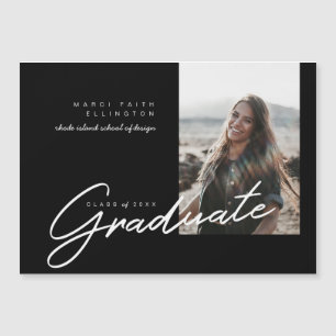 Modern Photo Classic Black Graduate Announcement