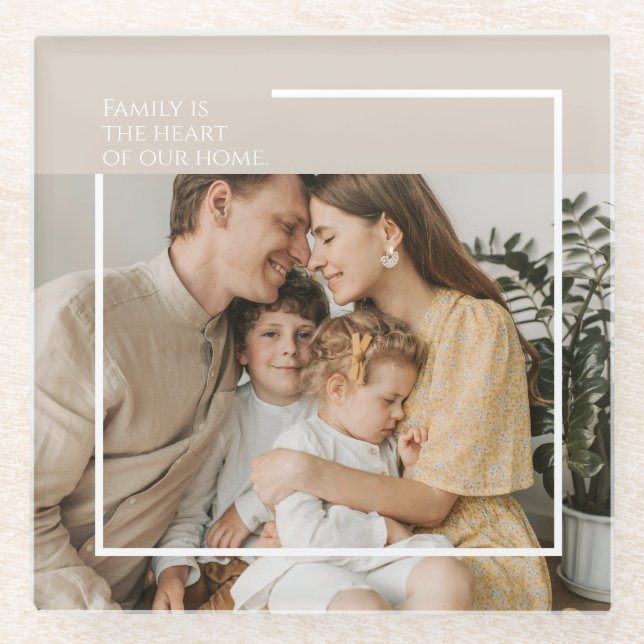 Modern Photo Coaster with Custom Message (Front)