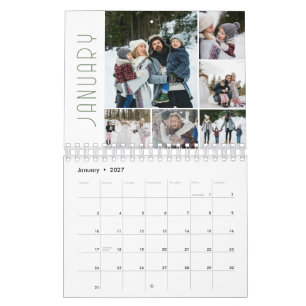 Modern Photo Collage 6 Photos Per Month Calendar