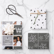 Modern Photo Collage And Silver Snowflakes