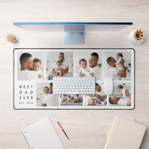Modern Photo Collage Best Dad Ever Desk Mat