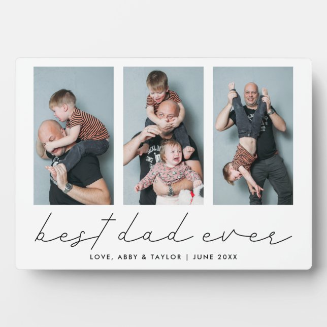 Modern Photo Collage Best Dad Ever Keepsake Plaque (Front)