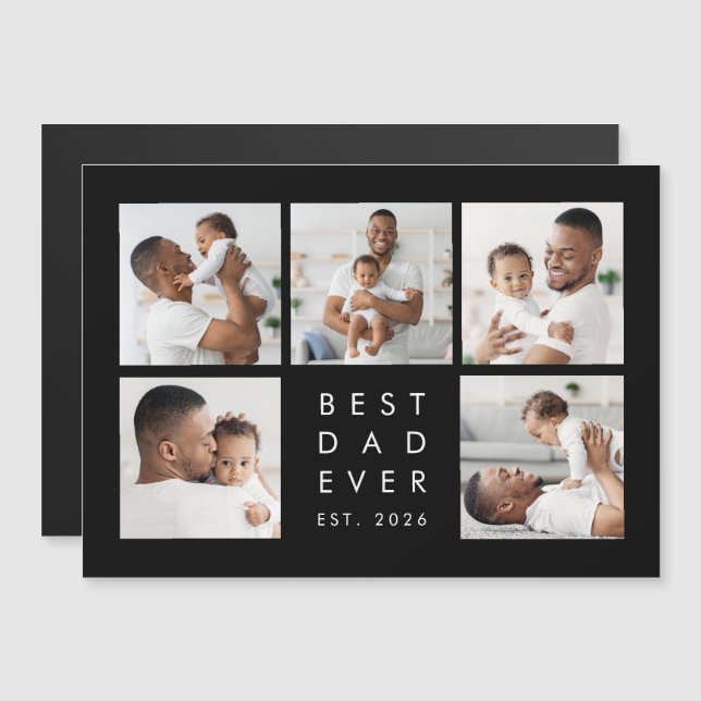 Modern Photo Collage Best Dad Ever Magnet Card (Front/Back)