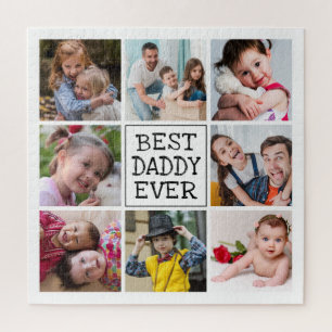 Modern Photo Collage Best Daddy Ever Jigsaw Puzzle