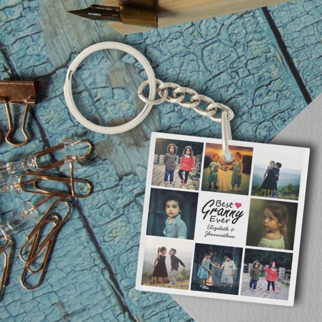 Modern Photo Collage Best Granny Ever Grandma Gift Key Ring (Creator Uploaded)