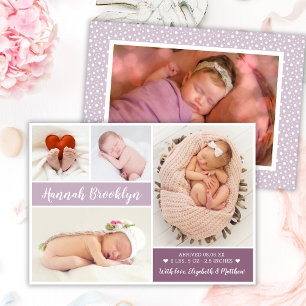 Modern Photo Collage Birth Announcement Card