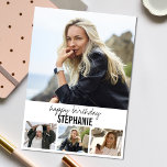 Modern Photo | Collage Birthday Greeting Card<br><div class="desc">Introducing our personalised birthday greeting card, a thoughtful way to celebrate the special day of a cherished friend or family member. This unique card offers customisable slots for you to include four treasured photos of your loved one. As they open the card, they'll be greeted with a heartfelt message that...</div>