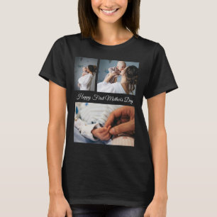 Modern Photo collage Black And White Mothers Day T-Shirt