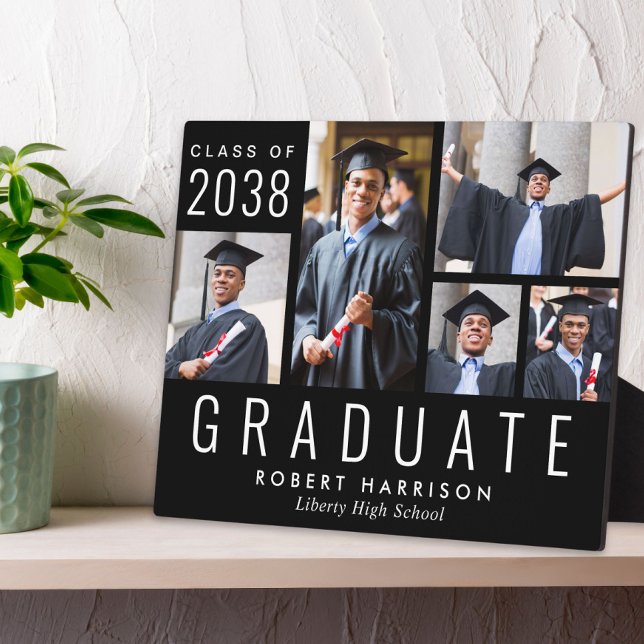 Modern Photo Collage Black Graduation Plaque (Modern Photo Collage Black Graduation Plaque)