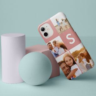 Modern photo collage black initial monogram Case-Mate iPhone case